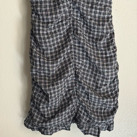 Hollister Plaid Ruched Tie Strap Mini Dress Black White Check Size Small - Picture 5 of 11
